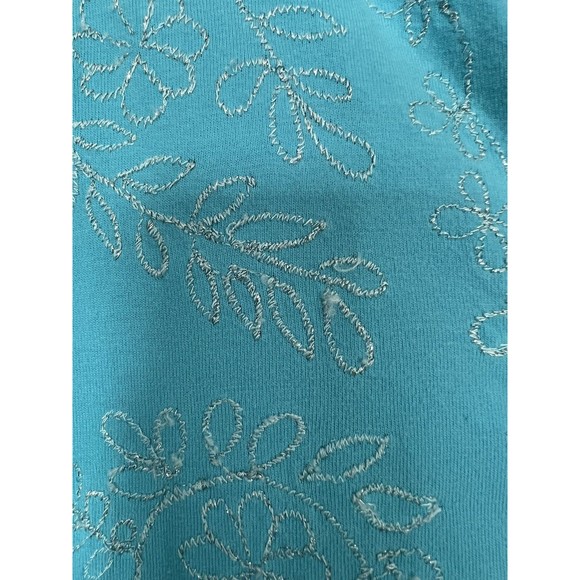 J EEVAN Life Wear Women’s SZ XL Turquoise Metallic Floral Embroidered Long Robe - Picture 4 of 13